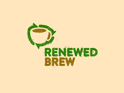 Renewed Brew arrows coffee coffee shop cup figure ground ink logo negitive space recycling stamped texture