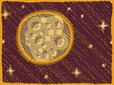 Night Sky Experiment color hatch illustration line moon stars texture