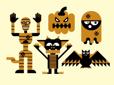 Halloween Illustrations color fun geometric halloween illustration scary spooky vector