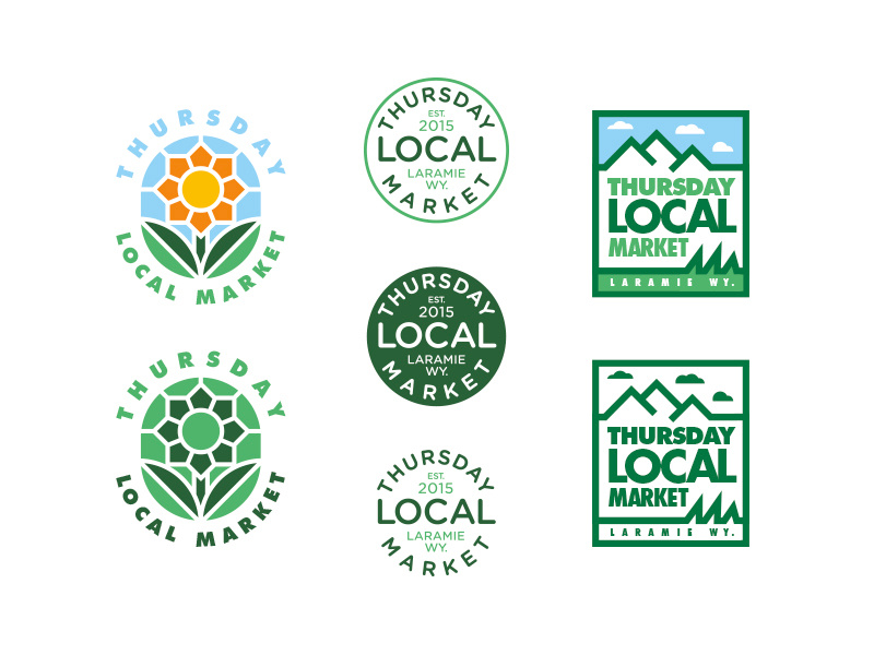 Thursday Local Market Logo Options logo identity flower illustration color