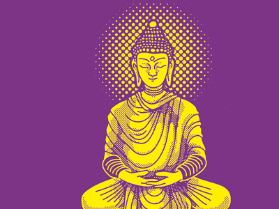 Buddha 2 buddha color dots halftone illustration