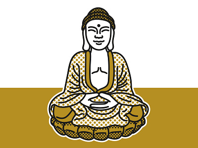 Gold Buddha black buddha color dot dots gold halftone illustration meditation