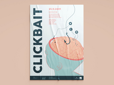 Clickbait Design Conference Poster billboard brain branding clickbait company conference design graphic illustration logo massey university poster social media typography vcd