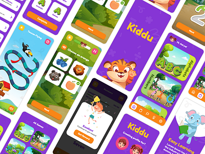 Kiddu - Kids English Alphabets & Numbers Learning App branding design eenglish learning english alphabets app illustration kiddu kids learning app kids learning game app learning app learning quiz app logo numbers learning app ui ux