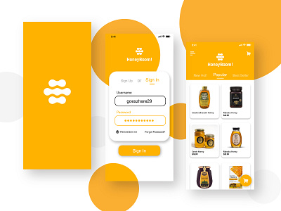 User Interface Design Mobile App - HoneyBoom! android app branding dashboard design design app ecommerce ios ios 12 ios app mobile app online shop product branding ui ux design ui design user interface web design