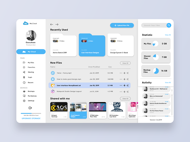Cloud Dashboard App - Ma.Cloud by Bagus Ramanda on Dribbble