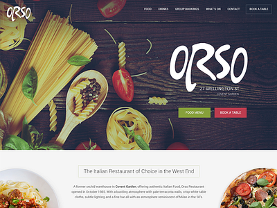 Orso Italian - Home page food home homepage italian restaurant web web design website
