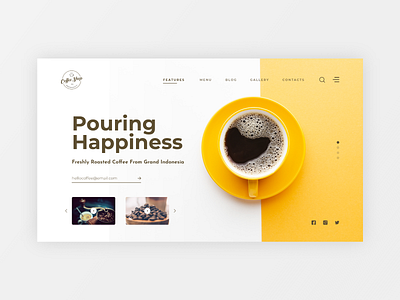 Coffee - Landing Page branding design graphic graphic design illustration logo typography ui ui design uidesign uiux ux vector web web design webdesign website white yellow