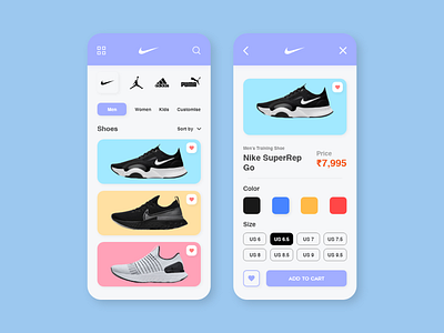 Nike Shoes - App UI app app design application branding design graphic illustration logo shoes shoes app ui ui ux ui design uidesign uiux ux vector web