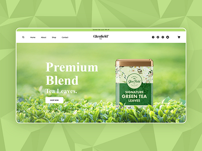 Glenfield Tea - Landing Page 3d branding design graphic graphic design green illustration landing page leaf logo tea typography ui ux vector web web design