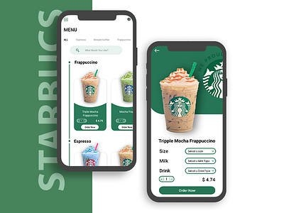 Starbucks app ui design appuidesign branding design mokeup photoshop sketch starbucsappui ui uidesign xddesign