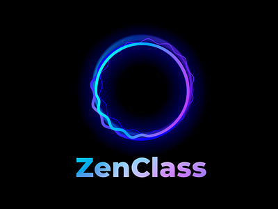 ZenClass logo bold branding circle design logo neon wave wave logo waveform zen
