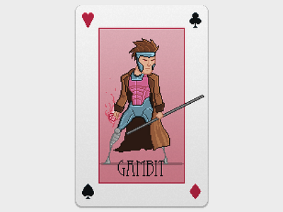 Gambit Pixel Playing Card illustration pixel pixel art
