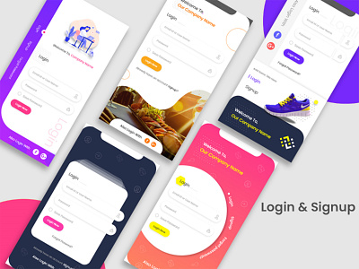 Login Screen _ Different Types _iOS adobexd app branding colour illustration ios login logup new user password pen tool photoshop resgistration signin signup ui username vector