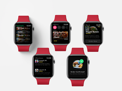 Watch Design _ Food App adobe adobexd app apple apple watch apple watch design apple watch mockup band colour design food app illustration mobile mockup photoshop smartwatch typography ui ux watch app