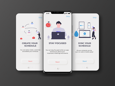 Scheduling App _ iOS Application adobexd alert app appoinmet branding colour digital art focused illustration mobile mobile app pen tool remeinder schedule stay sync typography ui vector