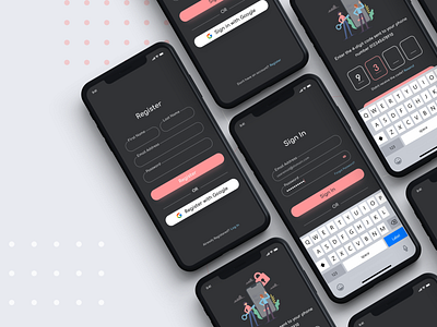 Sigin And Register Design _ Dark Mode _ iOS Redesign