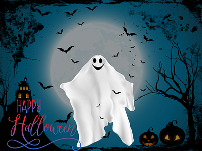 Spooky_Halloween_Dark adobe adobexd app bat colour dark digital art dribbbleweeklywarmup ghost halloween illustration ios pen tool photoshop spooky ui
