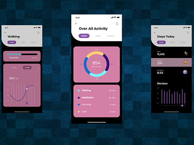 Fitness App🏋🏻‍♂️ activity adobexd app color daily updates design exercises fitnesses ios ios kit main screen ui