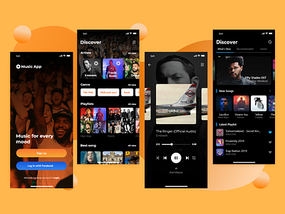 Music App - iOS adobe adobexd app colour darkmode design guideline ios music music app music player sound ui volume