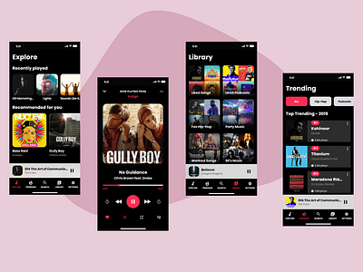 Music 🎵 iOS redesign _ iOS Music Application Dark mode adobe xd app beats colour dark mode guidelines ios app music peace mind player product design redesign sound streaming ui