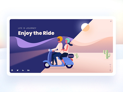 Adventurous_Ride _ Landing Page adobe adobexd bike colour design digital art illustration landing screen men pen tool photoshop ride ui vector vector illustration women