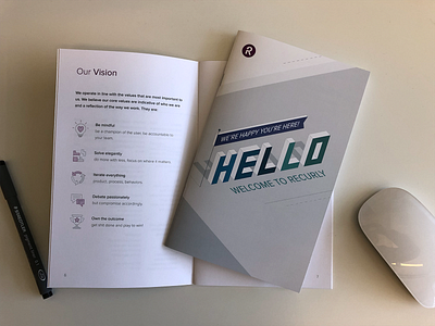 Recurly New Hire Welcome Booklet company vision onboarding swag welcome