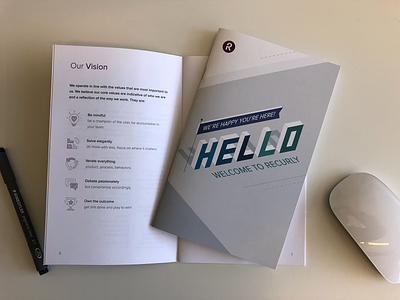 Recurly New Hire Welcome Booklet company vision onboarding swag welcome