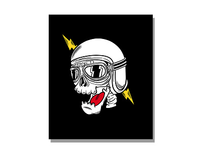 skull with his helmet for riding artwork cartoon cartoon illustration design illustration illustrator ui ux vector