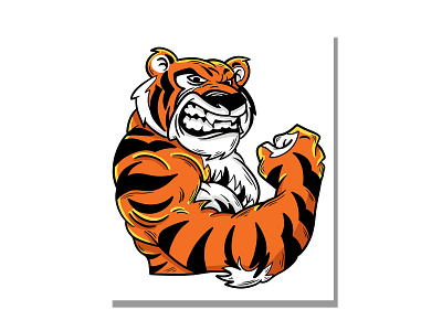 the tiger and his muscle artwork cartoon cartoon illustration design icon illustration illustrator ui ux vector