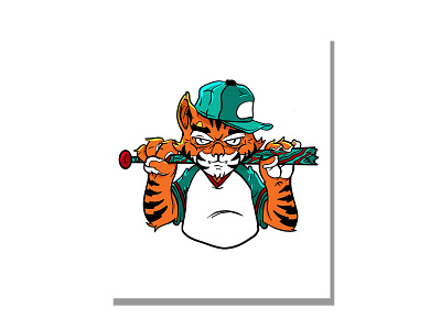 the tiger and his bat artwork cartoon cartoon illustration design icon illustration illustrator ui ux vector