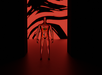 Man of glass 3d blender colorful glass sci fi