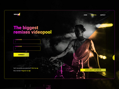 Remixes Videopool - Website (Login Concept) concept disco graphic design interface design login music remix ui ux video website