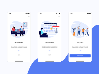 Walkthrough Screens - Eventzo create event design events eventzo fun ios mobile app mobileapp onboarding party rewards uiux walkthrough walkthroughscreens