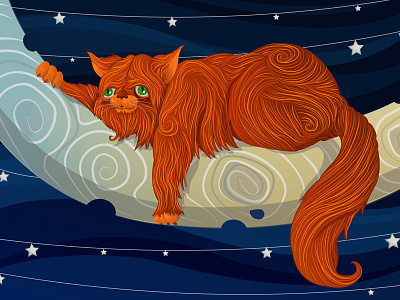 Fat Cat On The Moon illustration