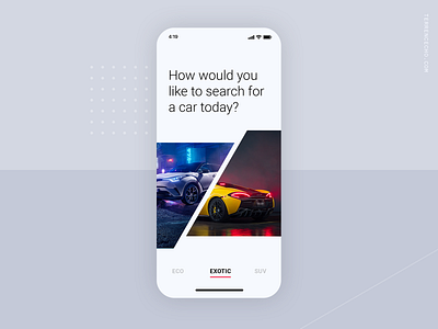 Car Selection Screen Concept for iOS App