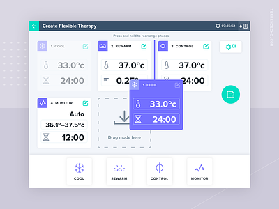 Custom Therapy Screen for Medical Device app clean design ios medical ui ux