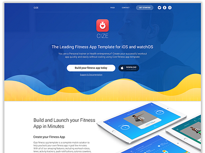EsyFit - Create Your Fitness App in a Split Second apple watch clean fitness ios ipad iphone landing page mobile tracker ui visual design web