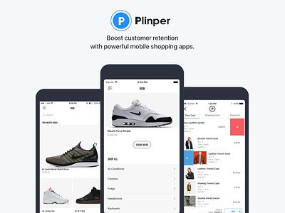 Plinper - Increase Sales With Your Own Shopping App apps branding ecommerce fashion ios mcommerce products shoes store