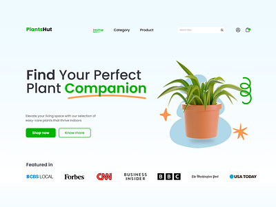 Minimal Plant selling website landing page design