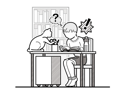 Study (View from the side / 1c) blackandwhite illustration vector