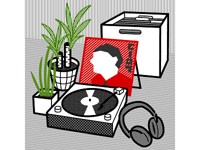 with record illustration music vector