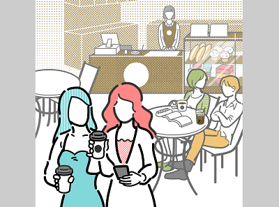 The cafe shop affinitydesigner illustration people vector