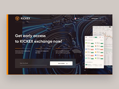 KICKEX Exchange — advanced trading platform animated animation blockchain crypto cryptocurrency exchange form ico landing landingpage layout platform principle trading ui web webdesign website