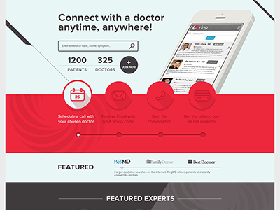 Landing page bold landing medical one page red