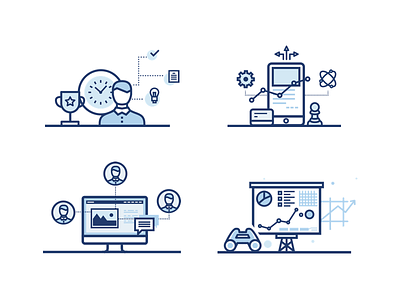 Icons set collaboration forecast icon productivity strategy