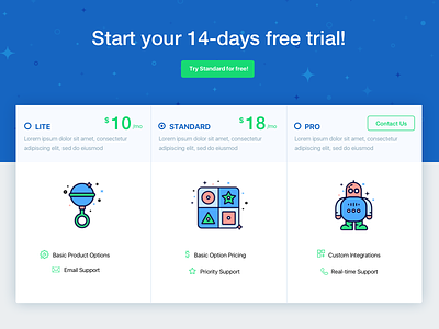 Pricing page pricing toy