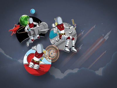 Rocket Five Design Illustrations adobe illustrator charachter illustration illustrator sci fi spaceman vector