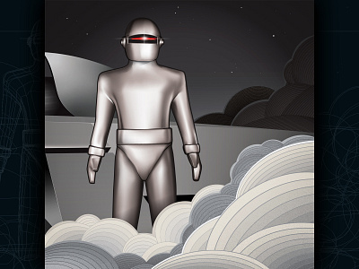 Gort - The Day the Earth Stood Still adobe illustrator black white halftone illustration illustrator movie sci fi vector