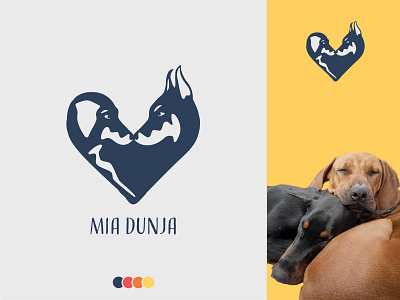 Mia Dunja Logo adobe photoshop branding design doberman dog logo dogs harmony heart illustrator logo logo illustration logodesign love pet branding pets puppies red ridgeback vector yellow